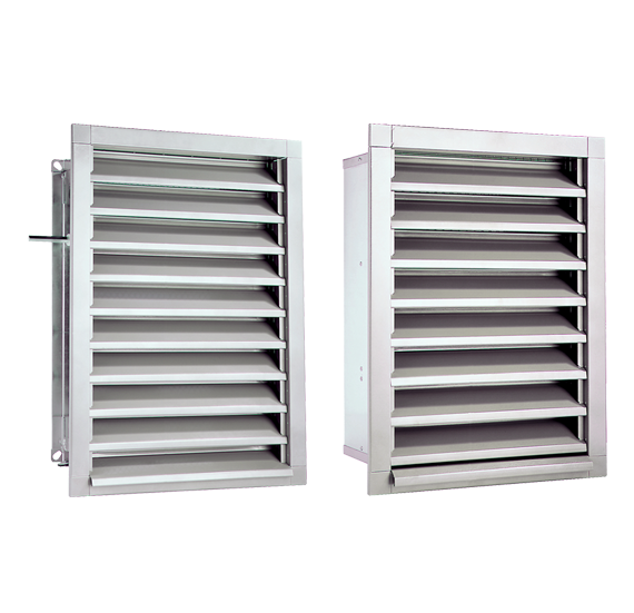 Wetterschutzgitter Kombination zur Luftmengenregulierung oder Absperrung