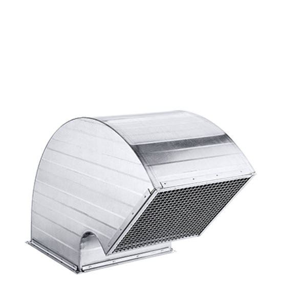 Gebogener Dachaufsatz für Außenluftansaugung und Fortluftausblas