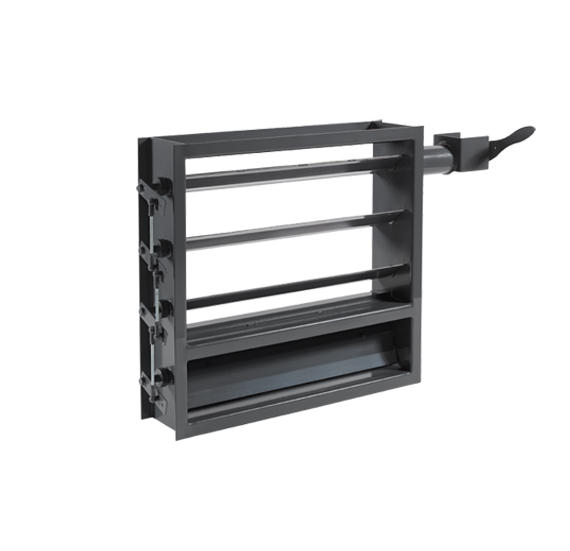 Jalousieklappe mit Gestängeantrieb für industrielle Luftleitungen