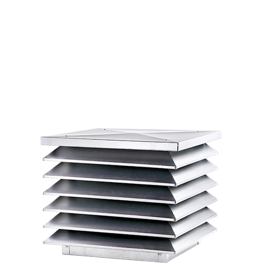 Lamellenhaube für Außen‑ und Fortluft schlagregensicher nach DIN EN 13030, Klasse A