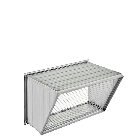 Wetterhaube zum Schutz der Außen‑ und Fortluftöffnung